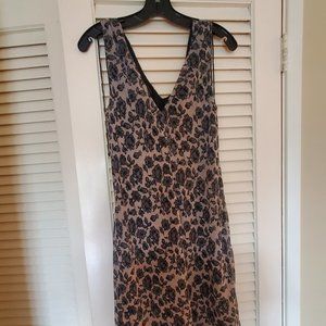 Jones New York Midi V-Neck Sleeveless Dress Black and Cream Floral 10